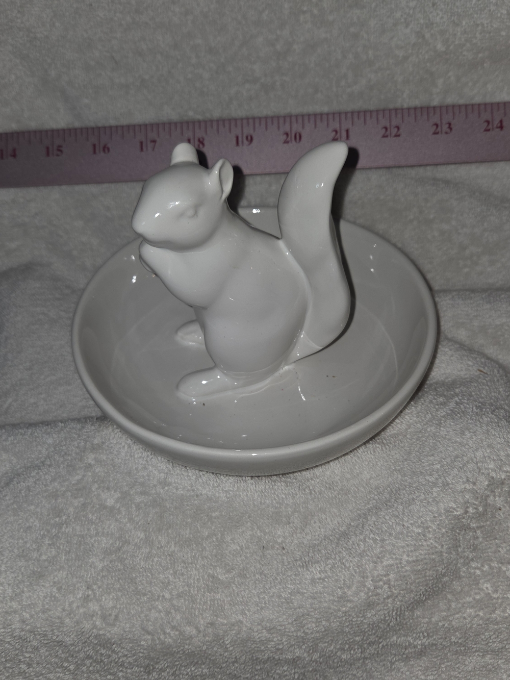 White Ceramic Squirrel Ring Dish